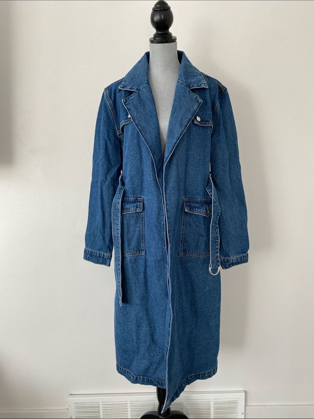 Milk it: Boxy Fit Denim Trench Coat Sz 14 Self Belt Sz 16 Contemporary Street